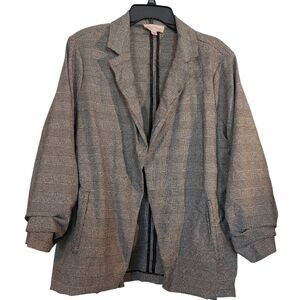 Philosophy Women's Herringbone Plaid Jacket Open Blazer 80s 2X EUC